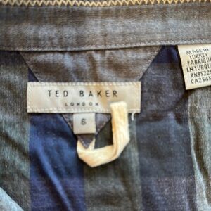 Ted Baker Navy and Charcoal Striped Shirt- size 6